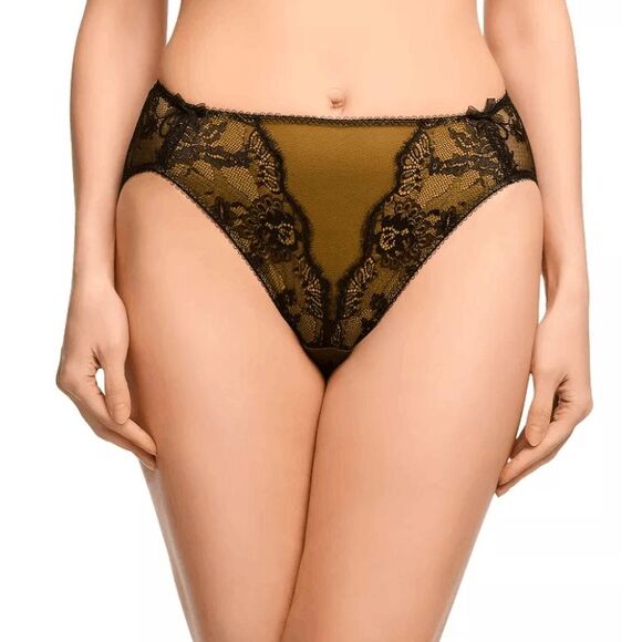 Dita Von Teese Women's Savoir Faire Hi Cut Brief Panty size XL NWT Chartreuse/Bl - Picture 1 of 9